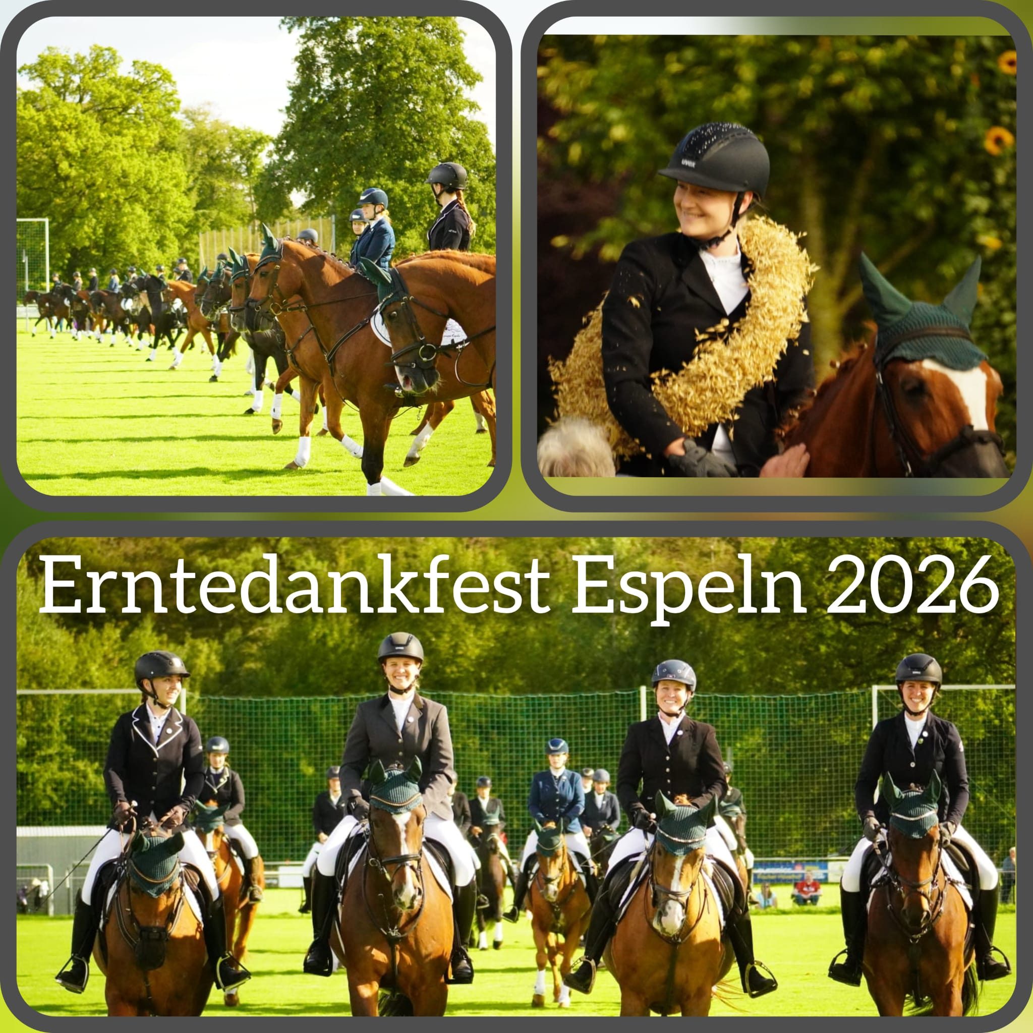 Collage aus drei Fotos der Quadrille vom Erntedankfest 2026 in Espeln